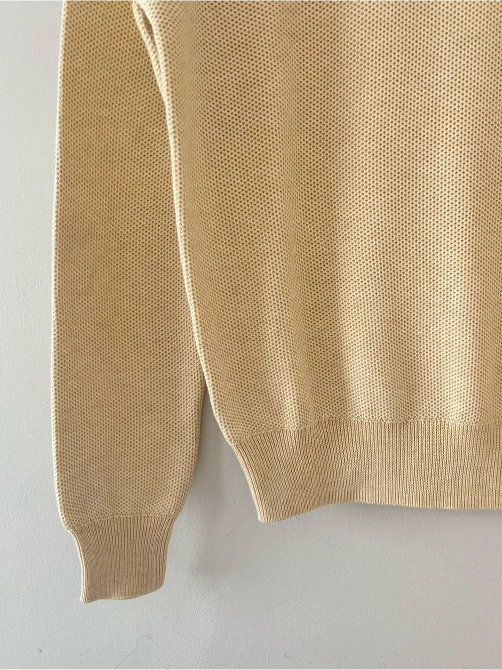 J. Crew NWT Silk Cotton-Blend Pique Sweater Crewneck Textured Knit Cream Tan